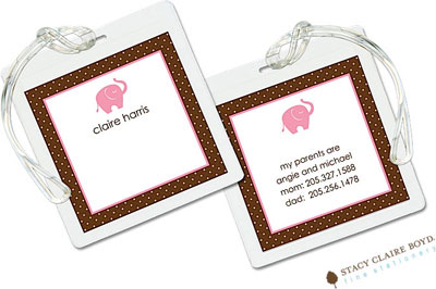 Luggage Tags/ID Tags by Stacy Claire Boyd - Pink Ele-Fun Luggage Tags/ID Tags by Stacy Claire Boyd - Pink Ele-Fun