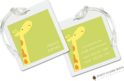 Luggage Tags/ID Tags by Stacy Claire Boyd - Party Giraffe Pink