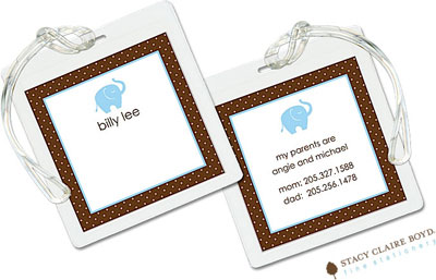 Luggage Tags/ID Tags by Stacy Claire Boyd - Blue Ele-Fun Luggage Tags/ID Tags by Stacy Claire Boyd - Blue Ele-Fun