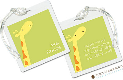 Luggage Tags/ID Tags by Stacy Claire Boyd - Party Giraffe Blue Luggage Tags/ID Tags by Stacy Claire Boyd - Party Giraffe Blue