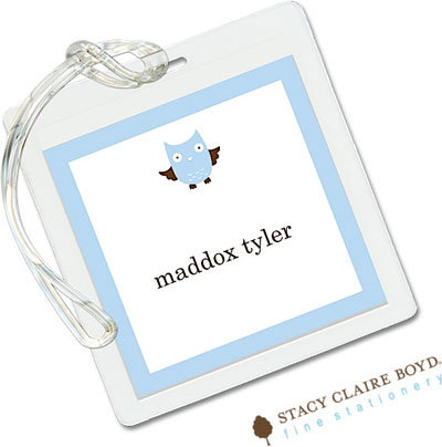 Luggage Tags/ID Tags by Stacy Claire Boyd - Whooos Party Blue Luggage Tags/ID Tags by Stacy Claire Boyd - Whooos Party Blue