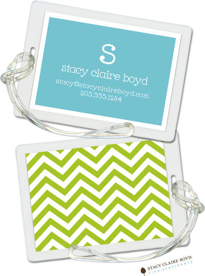 Luggage Tags/ID Tags by Stacy Claire Boyd - Chevron Stripe - Green