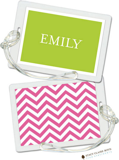 Luggage Tags/ID Tags by Stacy Claire Boyd - Chevron Stripe - Hot Pink