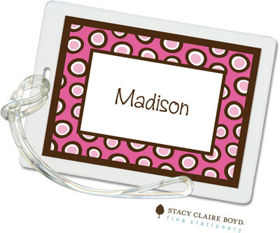 Luggage Tags/ID Tags by Stacy Claire Boyd - Crazy Dot - Pink Luggage Tags/ID Tags by Stacy Claire Boyd - Crazy Dot - Pink