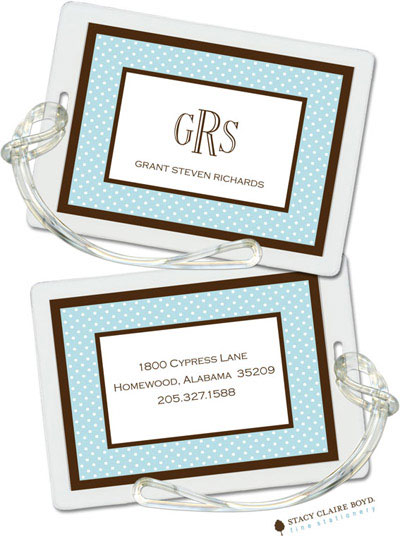 Luggage Tags/ID Tags by Stacy Claire Boyd - Swiss Dot - Aqua
