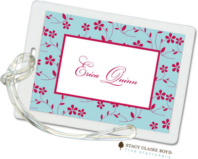 Luggage Tags/ID Tags by Stacy Claire Boyd - Floral Whisper - Aqua