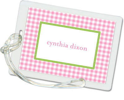 Luggage Tags/ID Tags by Stacy Claire Boyd - Gleeful Gingham - Pink