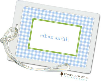 Luggage Tags/ID Tags by Stacy Claire Boyd - Gleeful Gingham - Blue