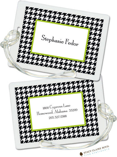Luggage Tags/ID Tags by Stacy Claire Boyd - Hip Houndstooth - Green