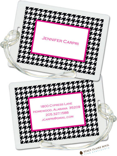 Luggage Tags/ID Tags by Stacy Claire Boyd - Hip Houndstooth - Pink