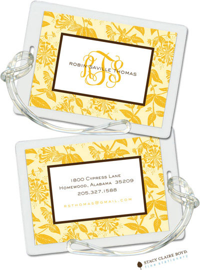 Luggage Tags/ID Tags by Stacy Claire Boyd - Honeysuckle - Yellow