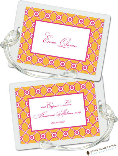 Luggage Tags/ID Tags by Stacy Claire Boyd - Lattice Bloom - Orange