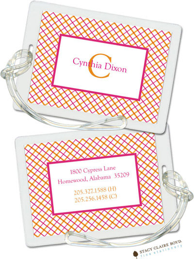 Luggage Tags/ID Tags by Stacy Claire Boyd - Mad for Plaid - Citrus