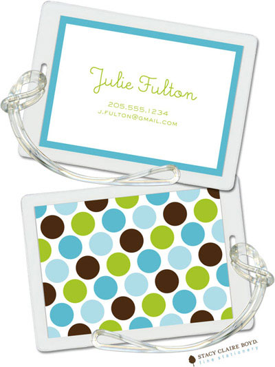 Luggage Tags/ID Tags by Stacy Claire Boyd - Party Dots - Aqua