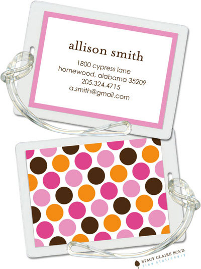 Luggage Tags/ID Tags by Stacy Claire Boyd - Party Dots - Pink
