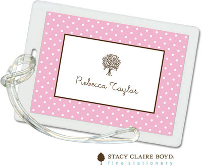 Luggage Tags/ID Tags by Stacy Claire Boyd - Swiss Dot #2 - Pink