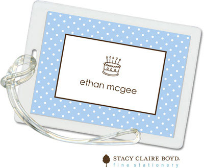 Luggage Tags/ID Tags by Stacy Claire Boyd - Swiss Dot - Sky