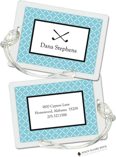 Luggage Tags/ID Tags by Stacy Claire Boyd - Trailing Trellis - Aqua