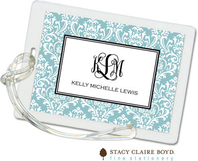 Luggage Tags/ID Tags by Stacy Claire Boyd - Vintage Damask - Blue