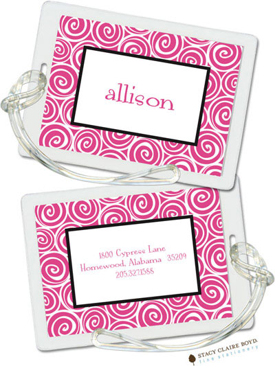 Luggage Tags/ID Tags by Stacy Claire Boyd - Whirlygig - Pink Luggage Tags/ID Tags by Stacy Claire Boyd - Whirlygig - Pink