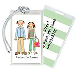 Starfish Art Luggage Tags - Create-Your-Own Two Characters - Green Back