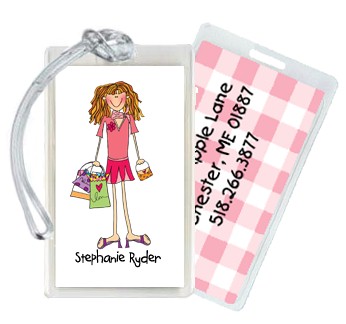 Starfish Art Luggage Tags - Create-Your-Own One Character - Pink Back