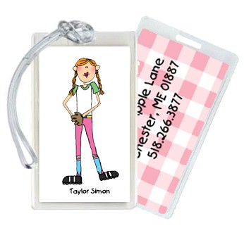 Starfish Art Luggage Tags - Softball Girl