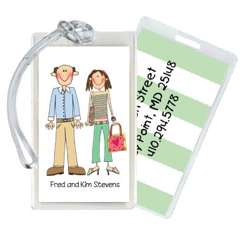 Starfish Art Luggage Tags - Create-Your-Own Two Characters - Green Back