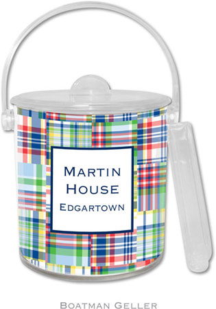 Boatman Geller Lucite Ice Buckets - Madras Patch Blue (Panel)