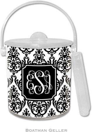 Boatman Geller Lucite Ice Buckets - Madison Damask White with Black (Pre-Set) Boatman Geller Lucite Ice Buckets - Madison Damask White with Black (Pre-Set)