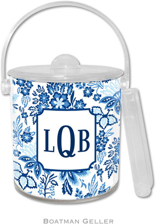 Boatman Geller Lucite Ice Buckets - Classic Floral Blue Boatman Geller Lucite Ice Buckets - Classic Floral Blue