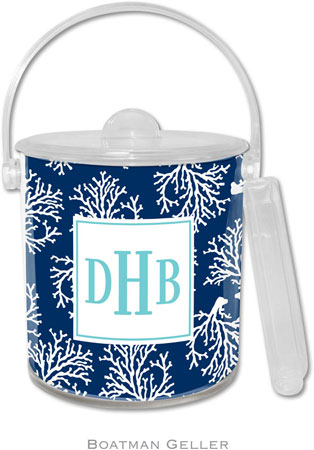 Boatman Geller Lucite Ice Buckets - Coral Repeat Navy Boatman Geller Lucite Ice Buckets - Coral Repeat Navy