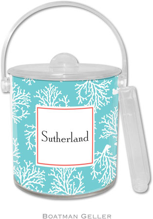 Boatman Geller Lucite Ice Buckets - Coral Repeat Teal Boatman Geller Lucite Ice Buckets - Coral Repeat Teal