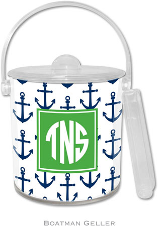 Boatman Geller Lucite Ice Buckets - Anchors Navy (Pre-Set) Boatman Geller Lucite Ice Buckets - Anchors Navy (Pre-Set)