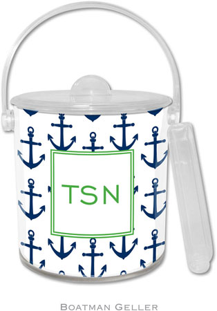 Boatman Geller Lucite Ice Buckets - Anchors Navy Boatman Geller Lucite Ice Buckets - Anchors Navy