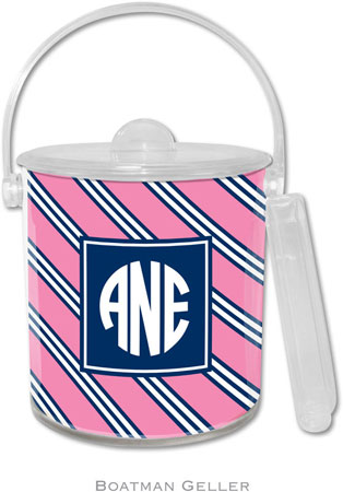 Boatman Geller Lucite Ice Buckets - Repp Tie Pink & Navy (Pre-Set) Boatman Geller Lucite Ice Buckets - Repp Tie Pink & Navy (Pre-Set)