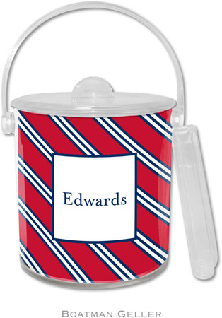 Boatman Geller Lucite Ice Buckets - Repp Tie Red & Navy Boatman Geller Lucite Ice Buckets - Repp Tie Red & Navy