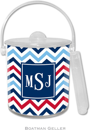 Boatman Geller Lucite Ice Buckets - Chevron Blue & Red (Pre-Set) Boatman Geller Lucite Ice Buckets - Chevron Blue & Red (Pre-Set)