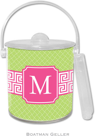 Boatman Geller Lucite Ice Buckets - Greek Key Band Pink (Pre-Set) Boatman Geller Lucite Ice Buckets - Greek Key Band Pink (Pre-Set)