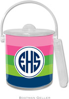 Boatman Geller Lucite Ice Buckets - Bold Stripe Pink Green & Navy