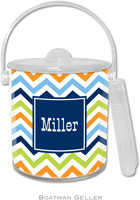 Boatman Geller Lucite Ice Buckets - Chevron Blue Orange & Lime (Pre-Set)