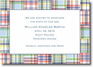 Boatman Geller - Blue Madras Patch Invitations Boatman Geller - Blue Madras Patch Invitations