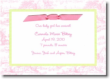 Boatman Geller - Pink Toile With Lime Check Invitations