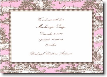 Boatman Geller - Pink & Brown Toile Invitations