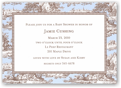 Boatman Geller - Blue & Brown Toile Invitations