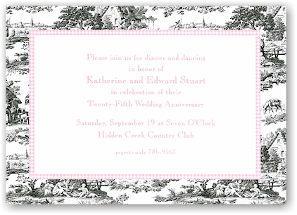 Boatman Geller - Black Toile With Pink Check Invitations