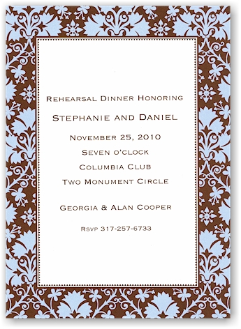 Boatman Geller - Blue & Brown Damask Invitations