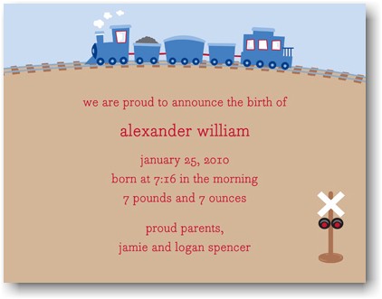 Boatman Geller - Train Birth Announcements/Invitations Boatman Geller - Train Birth Announcements/Invitations