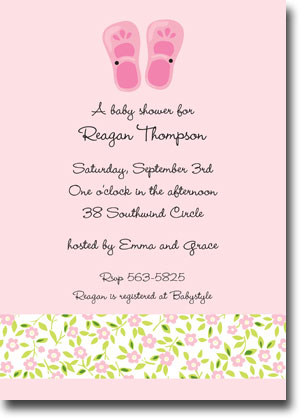 Boatman Geller - Baby Shoes Pink Birth Announcements/Invitations (V)