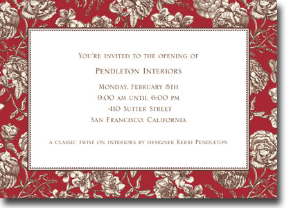 Boatman Geller Invitations - Floral Toile Red